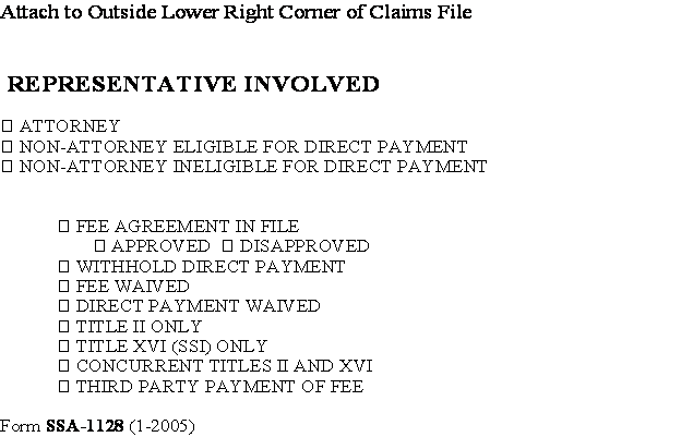 Form SSA-1128 Representative 
Involved