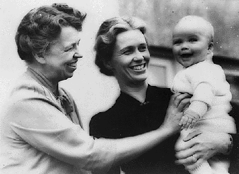 Mrs. Roosevelt and daughter with baby