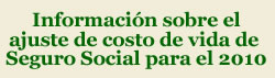 Informaci&oacute;n sobre el ajuste de costo de vida para el 2010