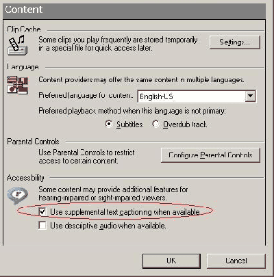 Real Player Content panel
