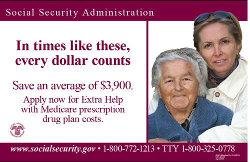 Mother/Daughter Extra Help Bus Poster - English - In times like these, every dollar counts. Save an average of $3,900. Apply now for Extra Help with Medicare prescription drug plan costs.