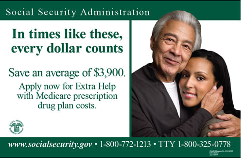 Father/Daughter Extra Help Bus Poster - English - In times like these, every dollar counts. Save an average of $3,900. Apply now for Extra Help with Medicare prescription drug plan costs.