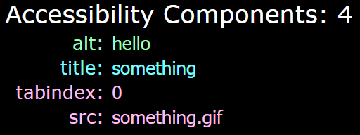 Accessibility Components Table, 3 components displayed