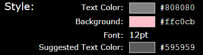 cANDI style text color and background color with suggestion