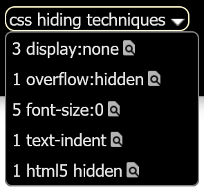 hANDI CSS Hiding Techniques Dropdown