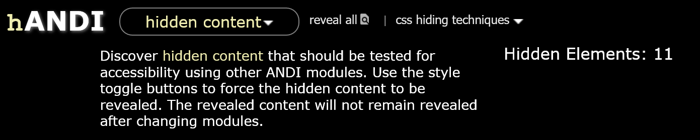 hANDI hidden content tool for accessibility testing