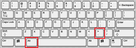 keyboard with alt and period highlighted - next element