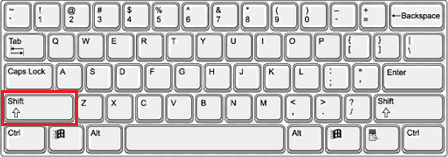 keyboard with shift highlighted