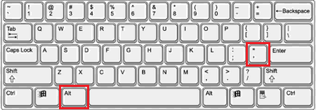 keyboard with alt and apostrophe highlighted - output jump