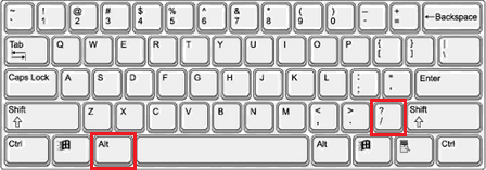 keyboard with alt and slash highlighted - active element jump