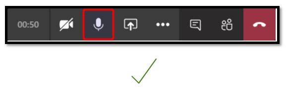 screenshot of MS Teams with microphone unmuted