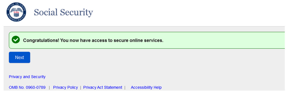 Congratulations, You now have access to secure online services