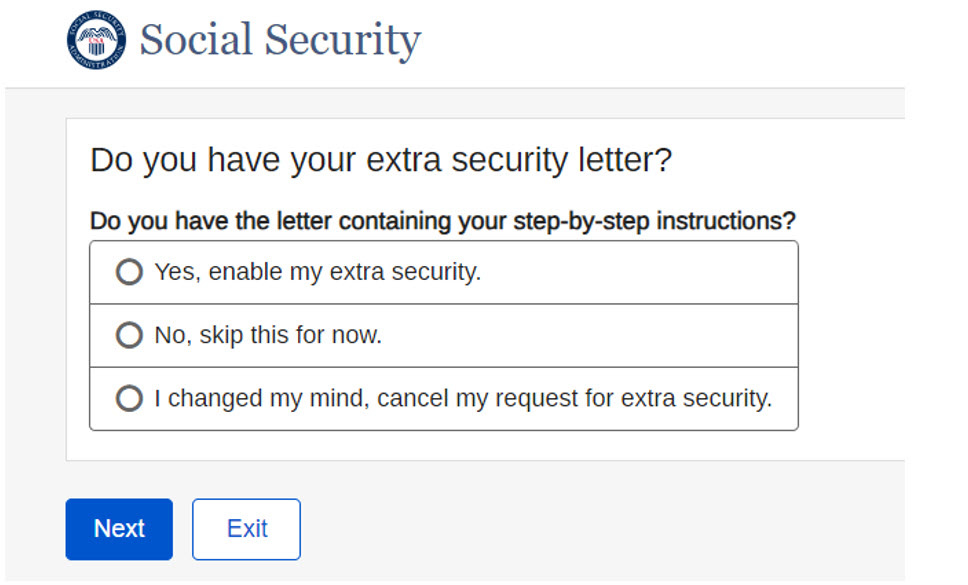 Do you have your extra security letter?
