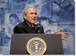 President George W. Bush delivers remarks on Social Security to the Pennsylvania FFA Annual Convention at Pennsylvania State University Tuesday, June 14, 2004. "We're asking younger workers to pay payroll tax, to pay hard-earned money into a system that's going broke," said the President. "That doesn't seem right to me." White House photo by Eric Draper