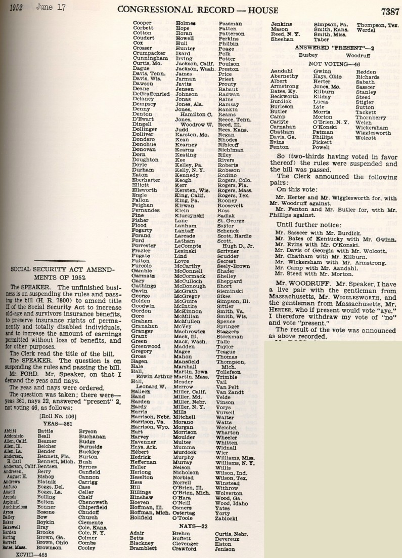 tally sheet 1952