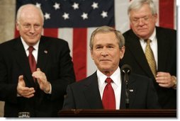 President George W. Bush delivers his fourth State of the Union Address at the U.S. Capitol, Wednesday, Feb. 2, 2005. 