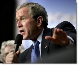 President George W. Bush leads a discussion on Strengthening Social Security in Albuquerque, N.M., Tuesday, March 22, 2005. White House photo by Eric Draper 