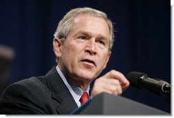 President George W. Bush delivers remarks after touring the Bureau of Public Debt in Parkesburg, W.Va., Tuesday, April 5, 2005. White House photo by Paul Morse 