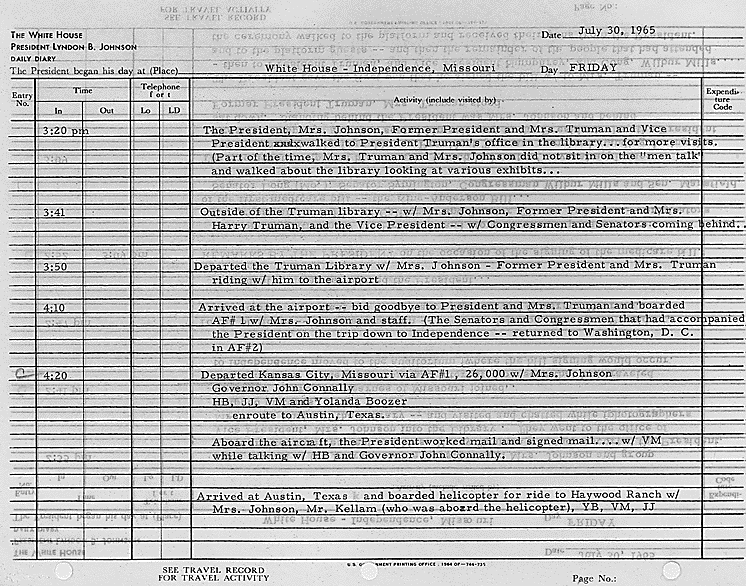 page of logbook