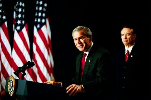 Bush speaking at EOB