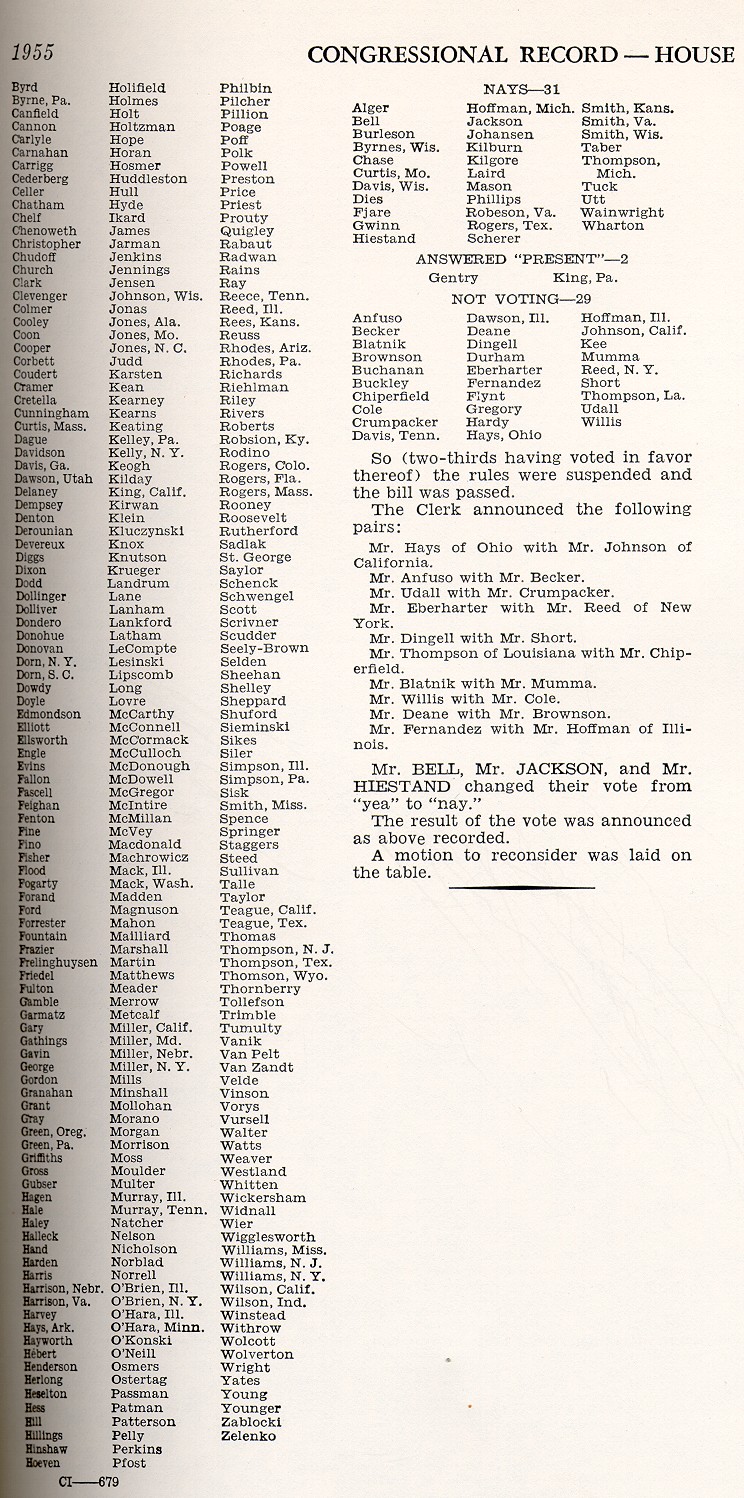 House tally 1956 2