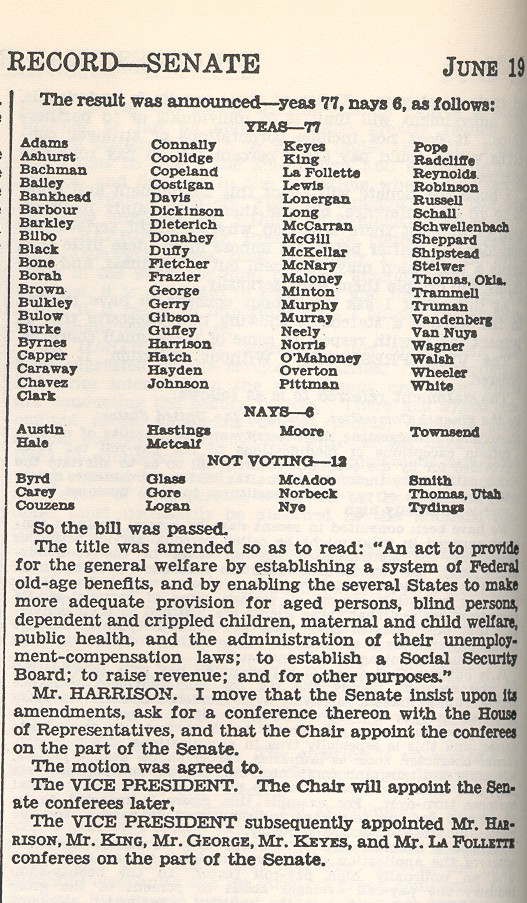 Senate 1935 tally