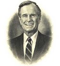 small engraved portrait of President Bush