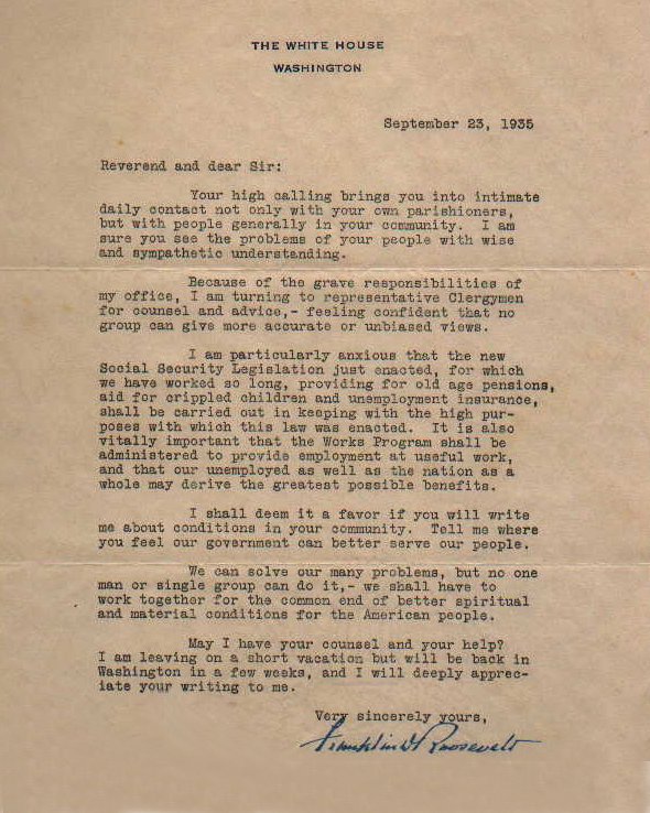 FDR letter to clergy