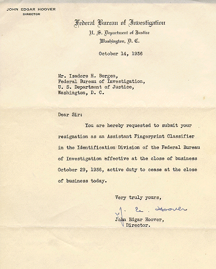 photo of letter from Hoover