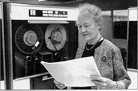 Ida Merriam with computer printout