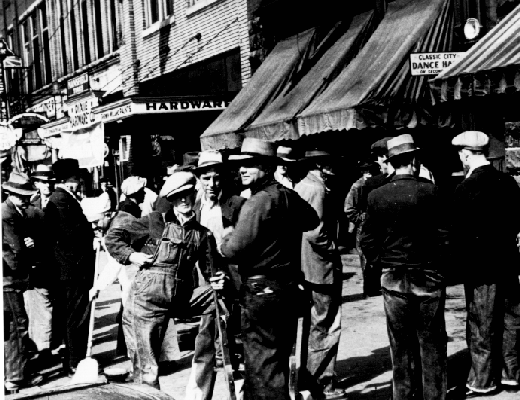 group of men on street