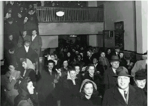 large group descending stairs