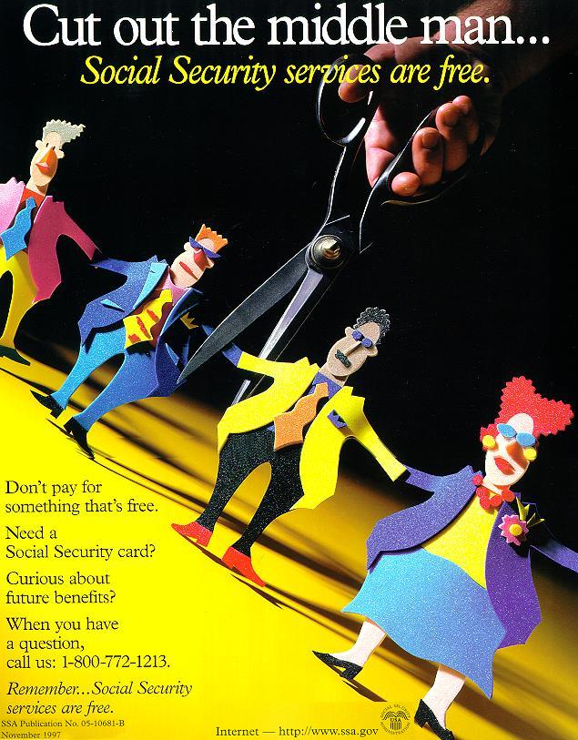color poster showing cut-out figures