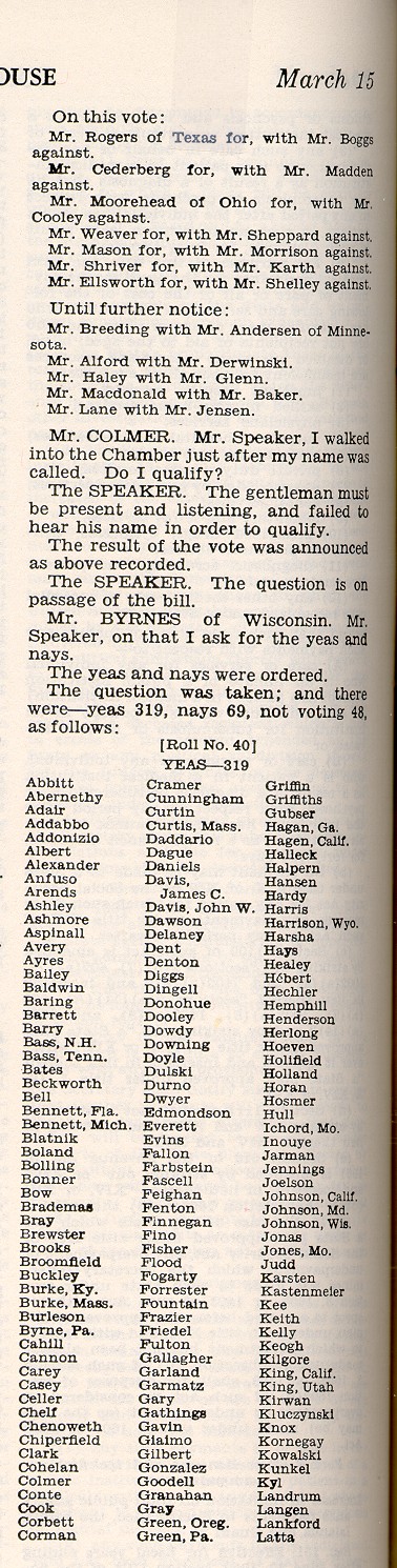1962 House tally 1