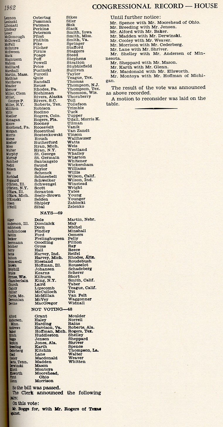 1962 House tally 2