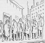 drawing of men in relief line