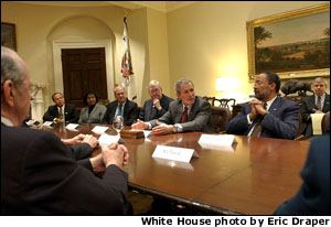 Bush with Commission members