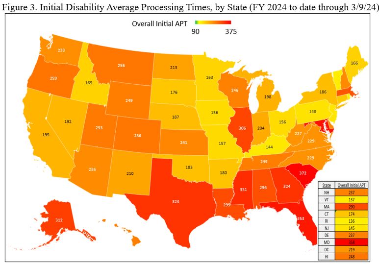 Initial Disability Average Processing Times, by State 