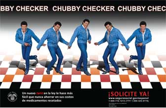 Chubby Checker bus poster in Spanish