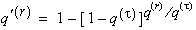 the absolute rate of recovery equals 1 minus the quantity of 1 minus the probability of termination under all decrements, raised to the quantity of the probability of recovery divided by the probability of termination under all decrements