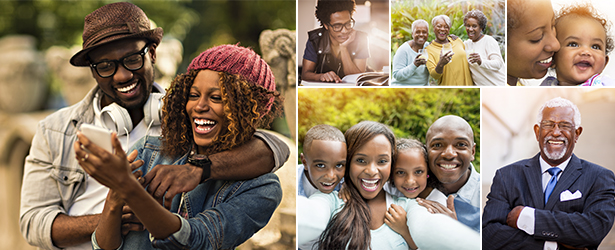 collage of pictures with African American people