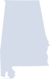 Outline map of Alabama.