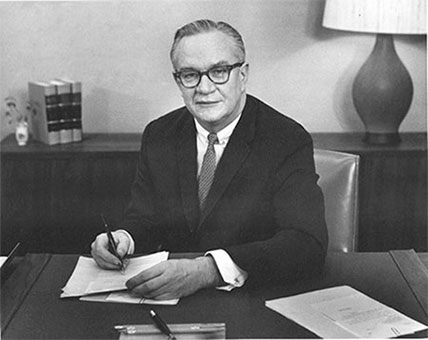 Bob Ball at his desk at SSA Headquarters, April 1962. SSA History Archives.