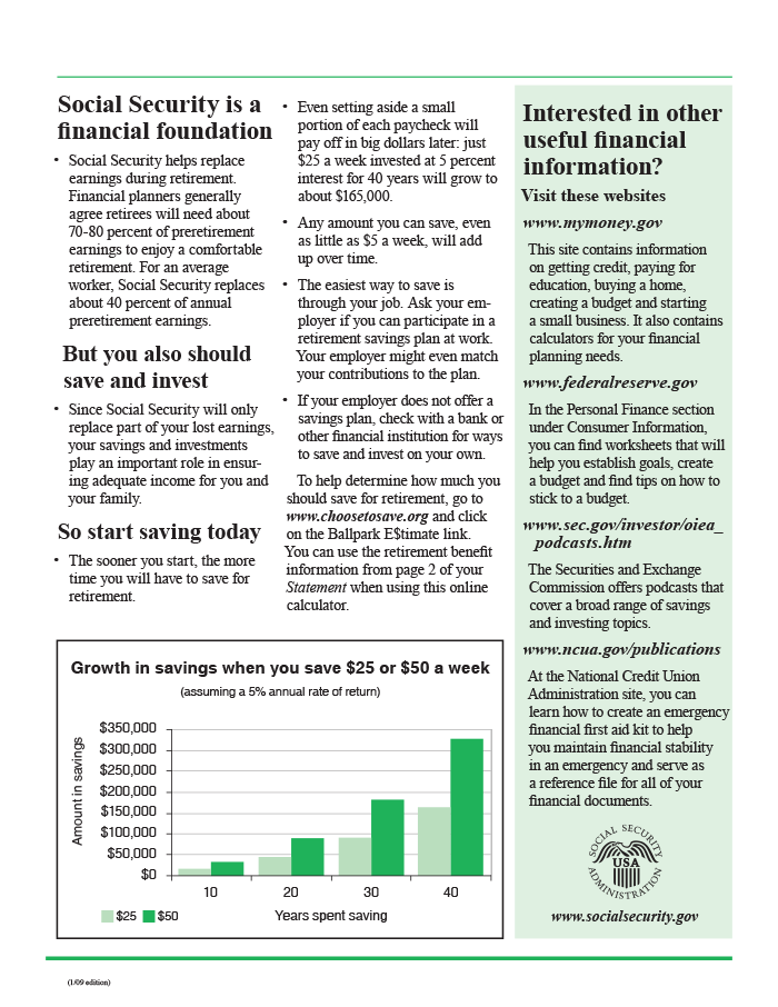 What young workers should know about Social Security and saving insert, page 2