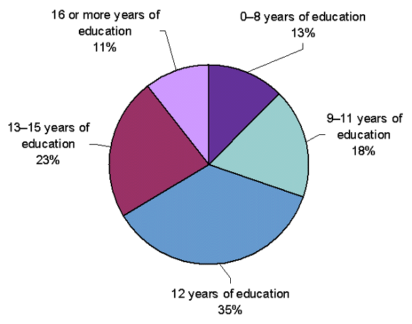 Pie chart with tabular version below.