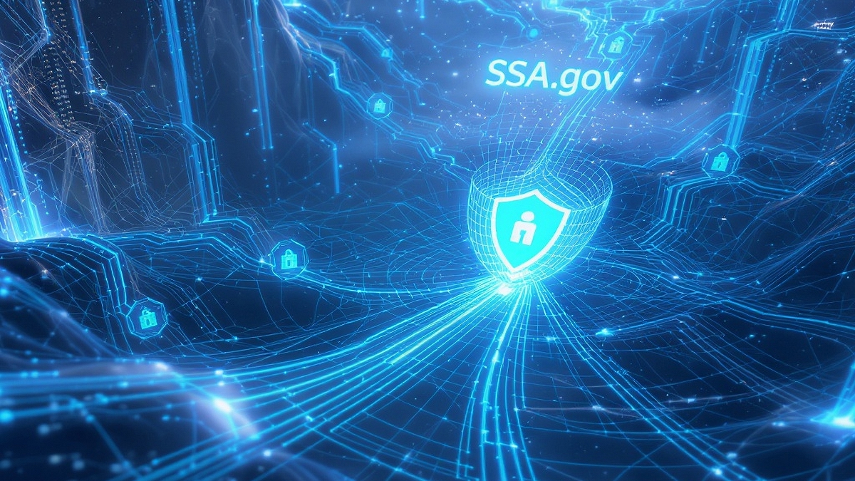 AI-generated image of a blue glowing shield emblazoned with "SSA"